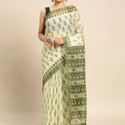 SHANVIKA Green Cotton Printed Saree Without Blouse-picture-17