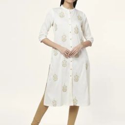 Rangmanch by Pantaloons Off-White Embroidered A Line Kurta-image-26