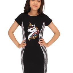 Cutecumber Kids Black Embellished Dress-image-84