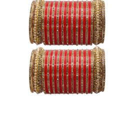 trylo fashion Set Of 2 Gold-Plated Stone Studded & Beaded Bangles-image-87
