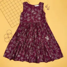 Akkriti by Pantaloons Girls Grape Wine Printed Casual Dresses-image-19