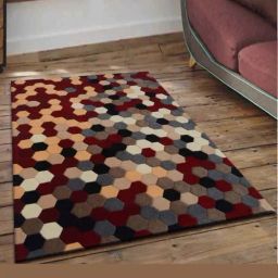 Presto Red & Grey Wool Hand Tufted Carpet-14