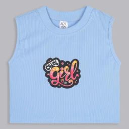Bolly Lounge Girls Turquoise Cotton Regular Fit Crop Top-image-55