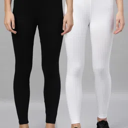 Kryptic Women Pack Of 2 Black & White Solid Ankle-Length Leggings-picture-52