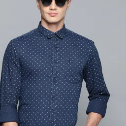 Indian Terrain Pure Cotton Slim Fit Micro-Print Smart Casual Shirt-image-22