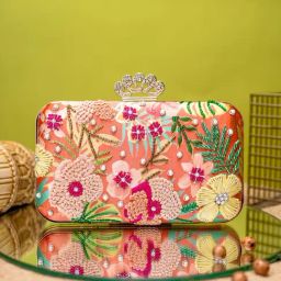 NR by Nidhi Rathi Multicolor Fabric Embellished Clutch-image-83