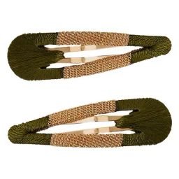 Accessorize London Green Wrapped Hair Clips Set of 2-77