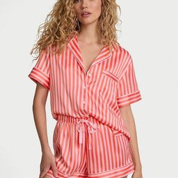 Victoria's Secret Striped Shirt Collar Short Sleeves Shirt With Shorts Night suit-image-63