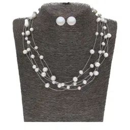 Sri Jagdamba Pearls Pearl White Alloy Necklace Set-28