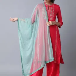 W Sea Green Embellished Dupatta-picture-38