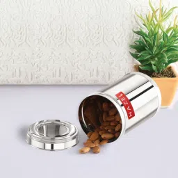 HAZEL Silver & Transparent Stainless Steel Multipurpose Container With Lid (0.8 L) image 1