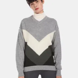 U.S. Polo Assn. Grey Self Design Turtle Neck Sweater-27