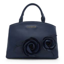 Caprese Navy Blue Bloom Faux Leather Satchel-picture-37