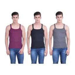 Dollar Bigboss Assorted Color Cotton Regular Fit Gym Vests (Pack Of 3)-image-60