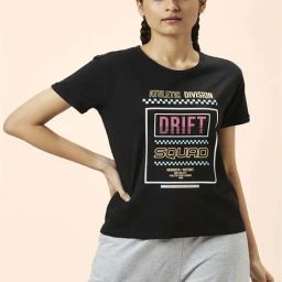 Ajile by Pantaloons Black Cotton Printed Sports T-Shirt-picture-44