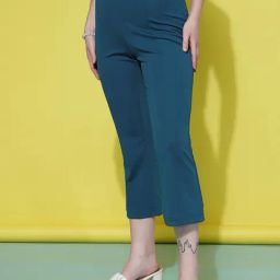 SELVIA Teal Regular Fit Mid Rise Trousers-image-34