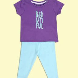MINIKLUB Kids Purple & Blue Printed Top with Pants-image-82
