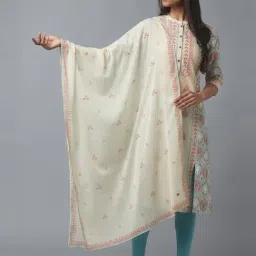 W Beige Cotton Printed Dupatta-picture-10