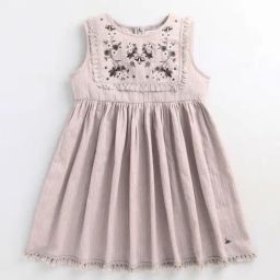 Cherry Crumble by Nitt Hyman Kids Grey Embroidered Dress-image-7