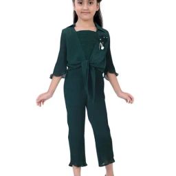 poplins Kids Teal Blue Cotton Regular Fit Jumpsuit-image-86