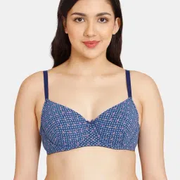 Rosaline by Zivame Blue Printed Half Coverage T-Shirt Bra-picture-48