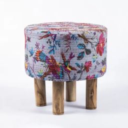 Ikiriya Morgan Printed Brown & Blue Wood Stool-image-34