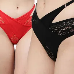 Cukoo Black & Red Lace Bikini Panty (Pack Of 2)-image-36