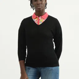 United Colors of Benetton Black Regular Fit Sweater-picture-3