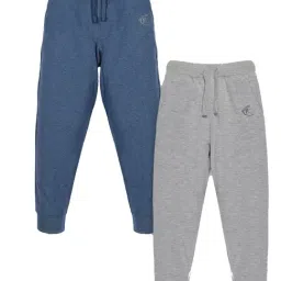 Kiddopanti Kids Blue & Grey Solid Trackpants (Pack Of 2)-10