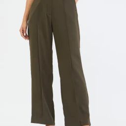 Elle Green Flare Fit Solid Pants-picture-43