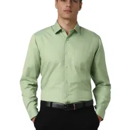 Van Heusen Green Cotton Regular Fit Self Shirt-picture-30