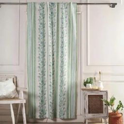 Peepul Tree Cotton Curtains With In Light Green & White | 5 ft| | Pack of 1-image-7