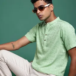 Sangria Pure Cotton Striped Textured Jacquard Kurta-picture-50