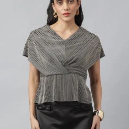 Latin Quarters Black Nylon Regular fit Stripes Top-image-93