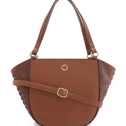 Caprese Tan Felix Animal Effect Faux Leather Satchel-image-97