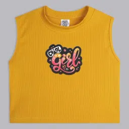 Bolly Lounge Girls Yellow Cotton Regular Fit Crop Top-image-61