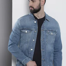 Tommy Hilfiger Solid Spread-Collar Denim Jacket-44