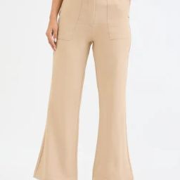Elle Beige Loose Fit Solid Pants-10