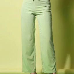 SELVIA Light Green Regular Fit Mid Rise Trousers-image-19