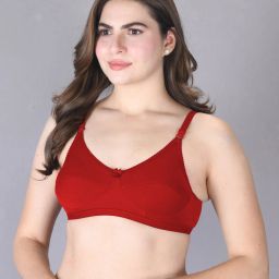 Lux Venus Red & White Full Coverage Non-Wired Bra With Adjustable Strap - Pack of 2 image 3