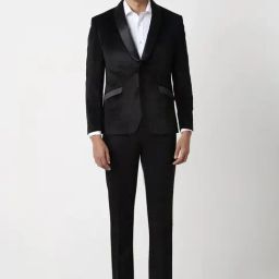 V Dot Black Skinny Two Piece Suit-image-19