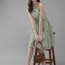 BAESD Women Floral Print Georgette A-Line Dress-picture-25