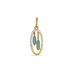 BHIMA 22K BIS Hallmark 916 Purity Yellow Gold Oval Enamel Pendant-94