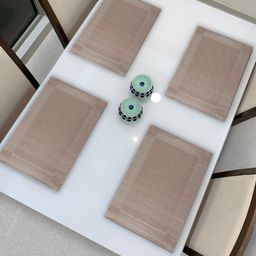 HOKIPO Set Of 4 Copper-Toned Geometric Reversible Table Placemats-33