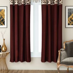 SWAYAM Coffee Brown Set of 2 Window Curtains-picture-31