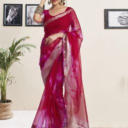 DIVASTRI Tie and Dye Zari Organza Saree-picture-23