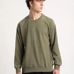 The Bear House Green Regular Fit Texture Sweatshirt-image-96