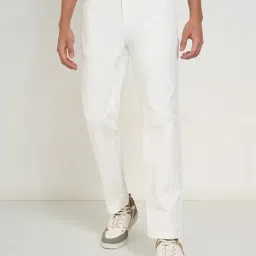 Peregrine By Pantaloons White Cotton Slim Fit Trousers-picture-22