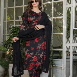 KALINI Women Floral Printed Regular Kurta with Trousers & With Dupatta-20