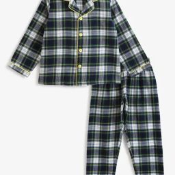 Campana Boys Navy & White Checks Night Suit-image-87